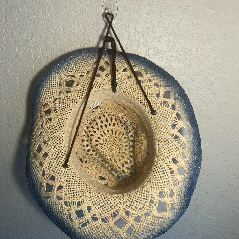 100% Paper Colorful Crochet Cowboy Hat - Picture 2 of 3